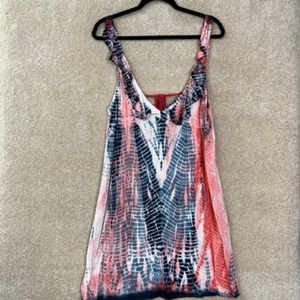 NWT MAAJI Cover Up Dress Womens Medium Tie Dye Ruffle Boho Beachwear